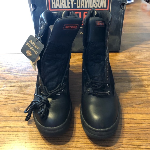 Black Leather Harley Davidson 8’’ Lace Up Boot NWT - Picture 2 of 9